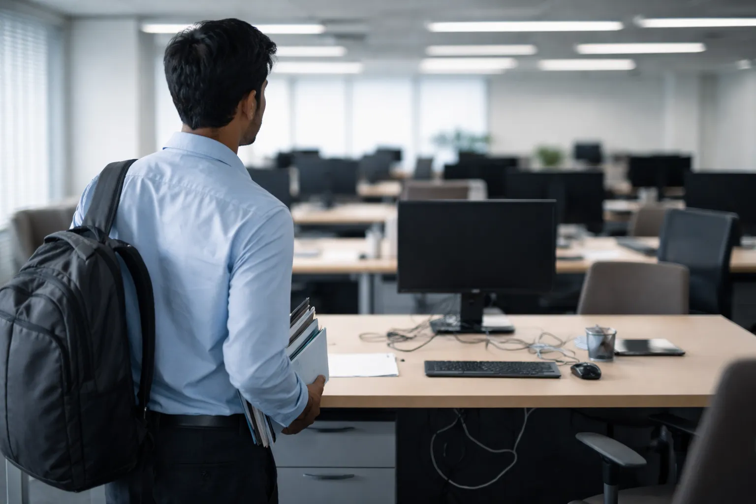 man-standing-empty-office-desk