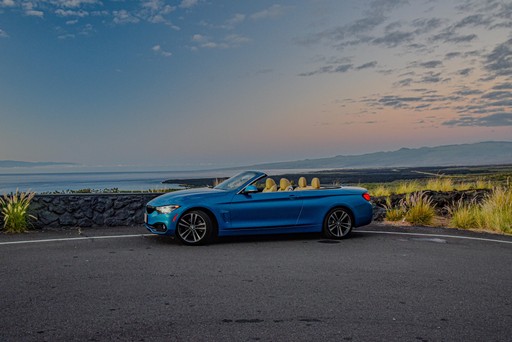 Blue BMW 430i for rent in Hawaii