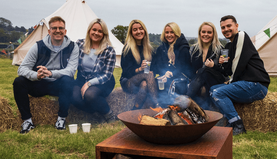 DJ booth setup with Monese backdrops
