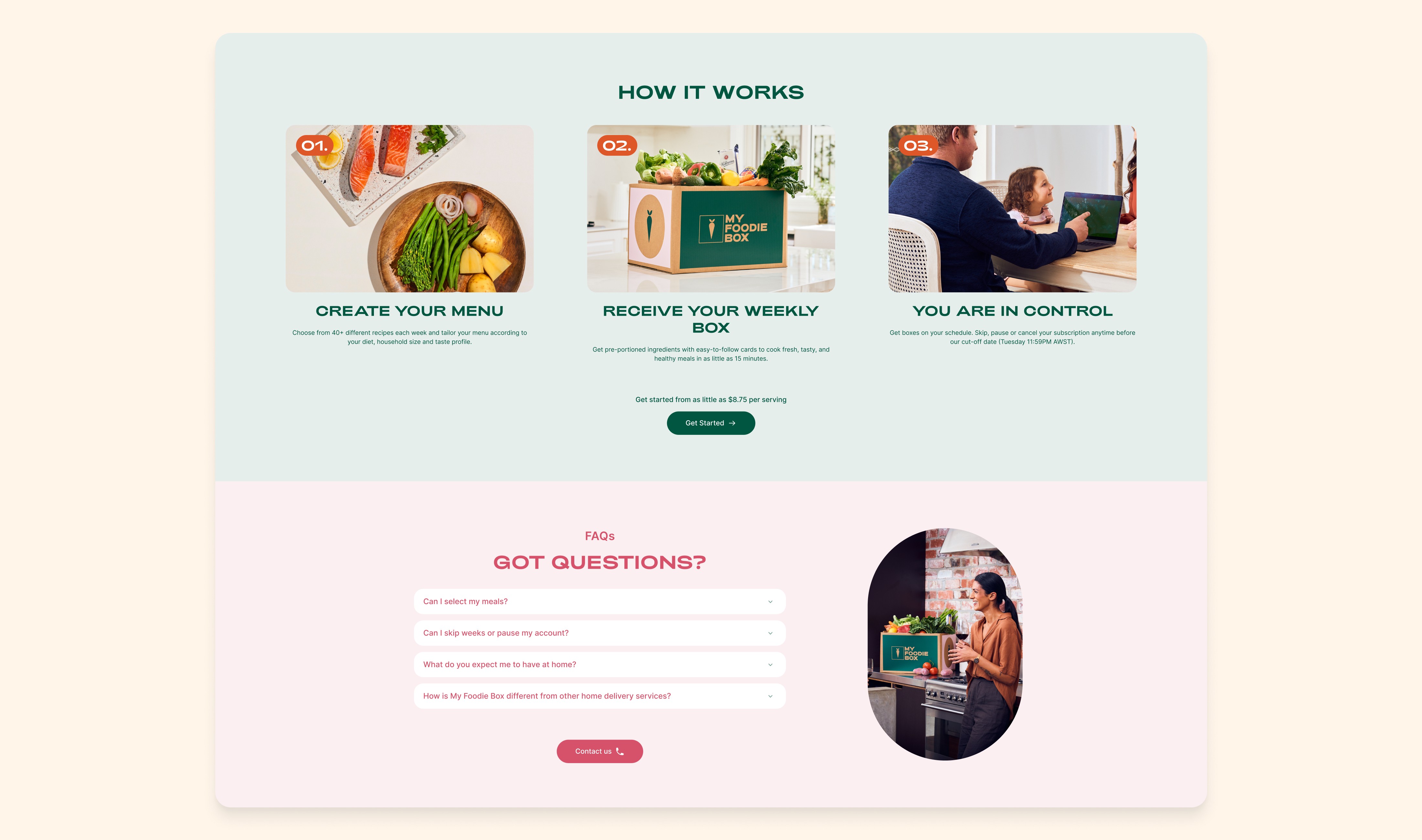 Marketing Landing Page | My Foodie Box - Redesigning meal kits for effortless, inspired cooking experiences