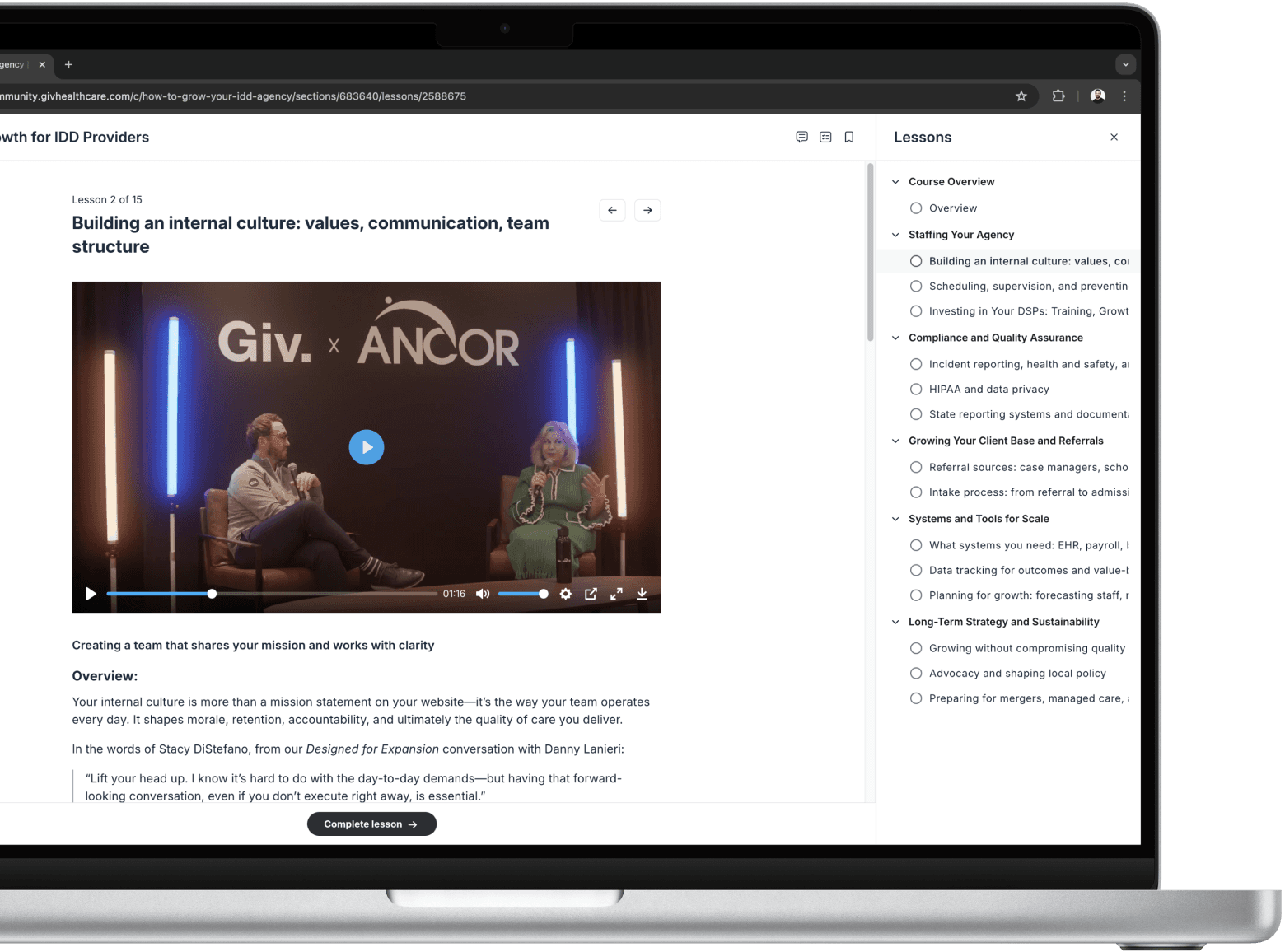 Online course in Giv Community.