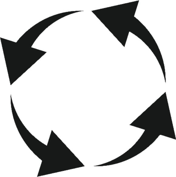 Circular cycle icon representing high conversion efficiency A-grade solar cells for all-in-one solar street lighting