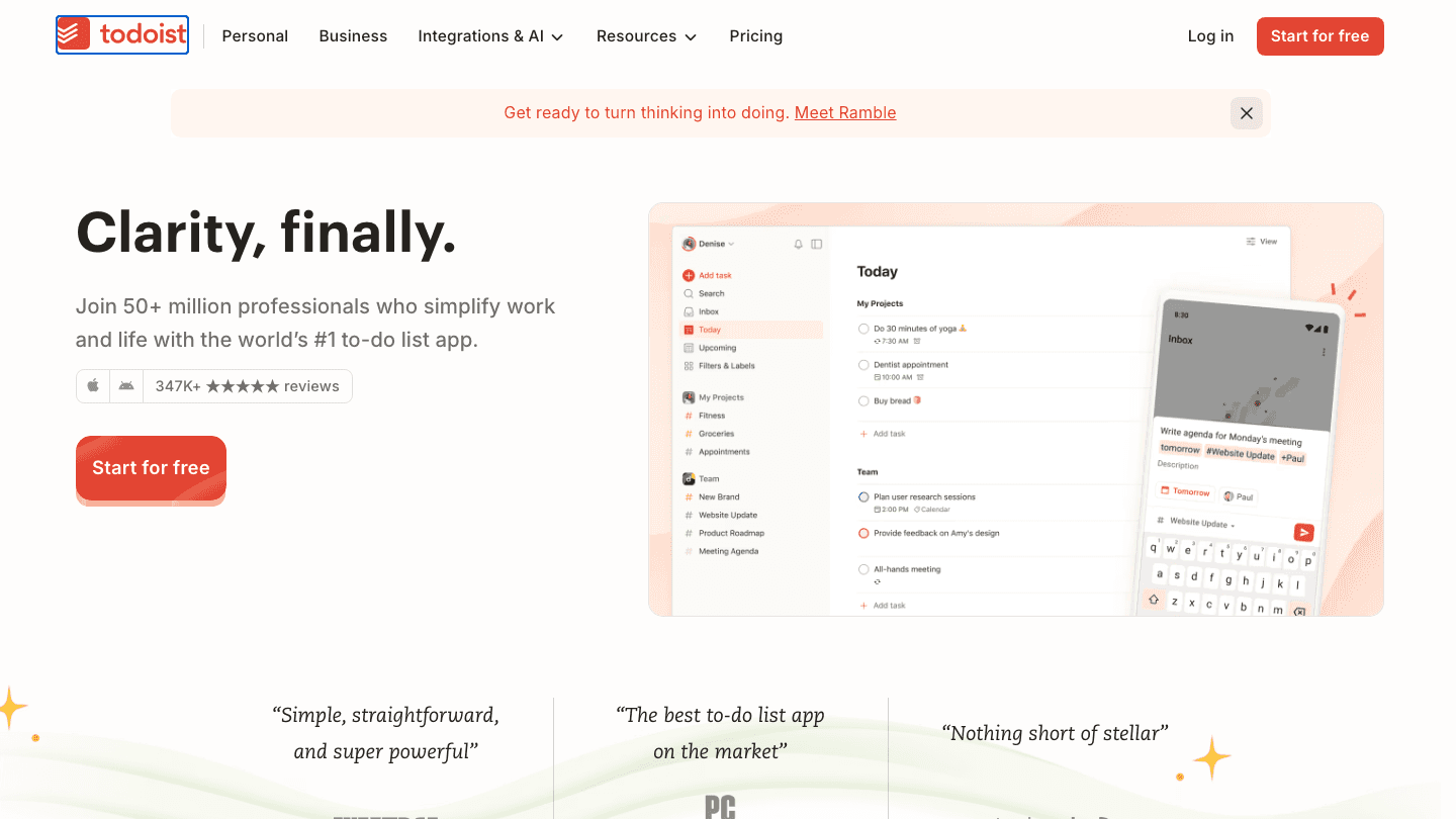 Todoist app interface