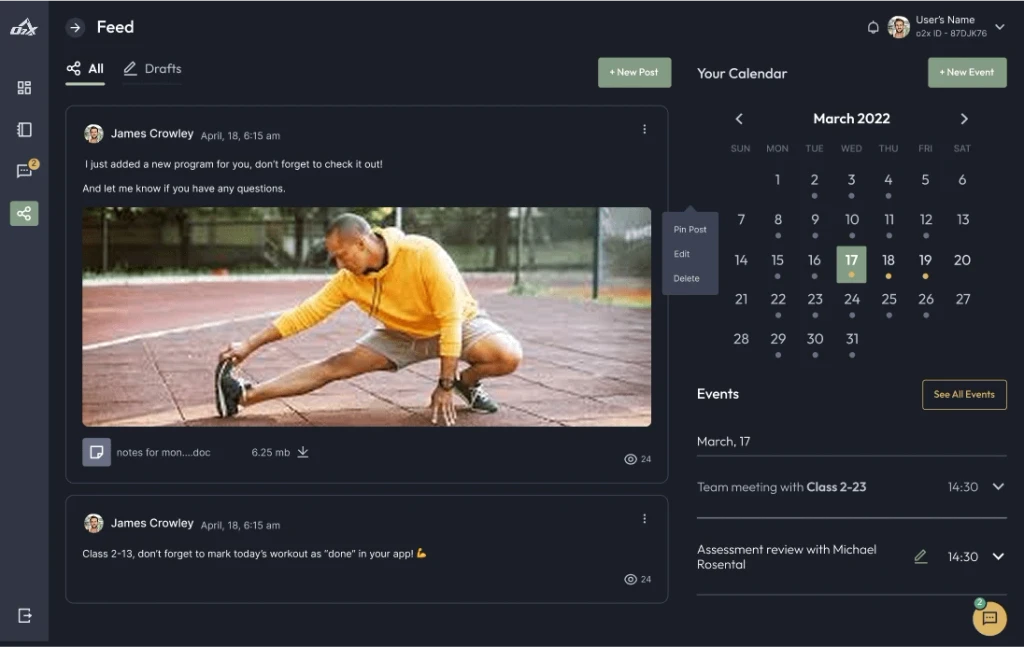 O2X feed screen
