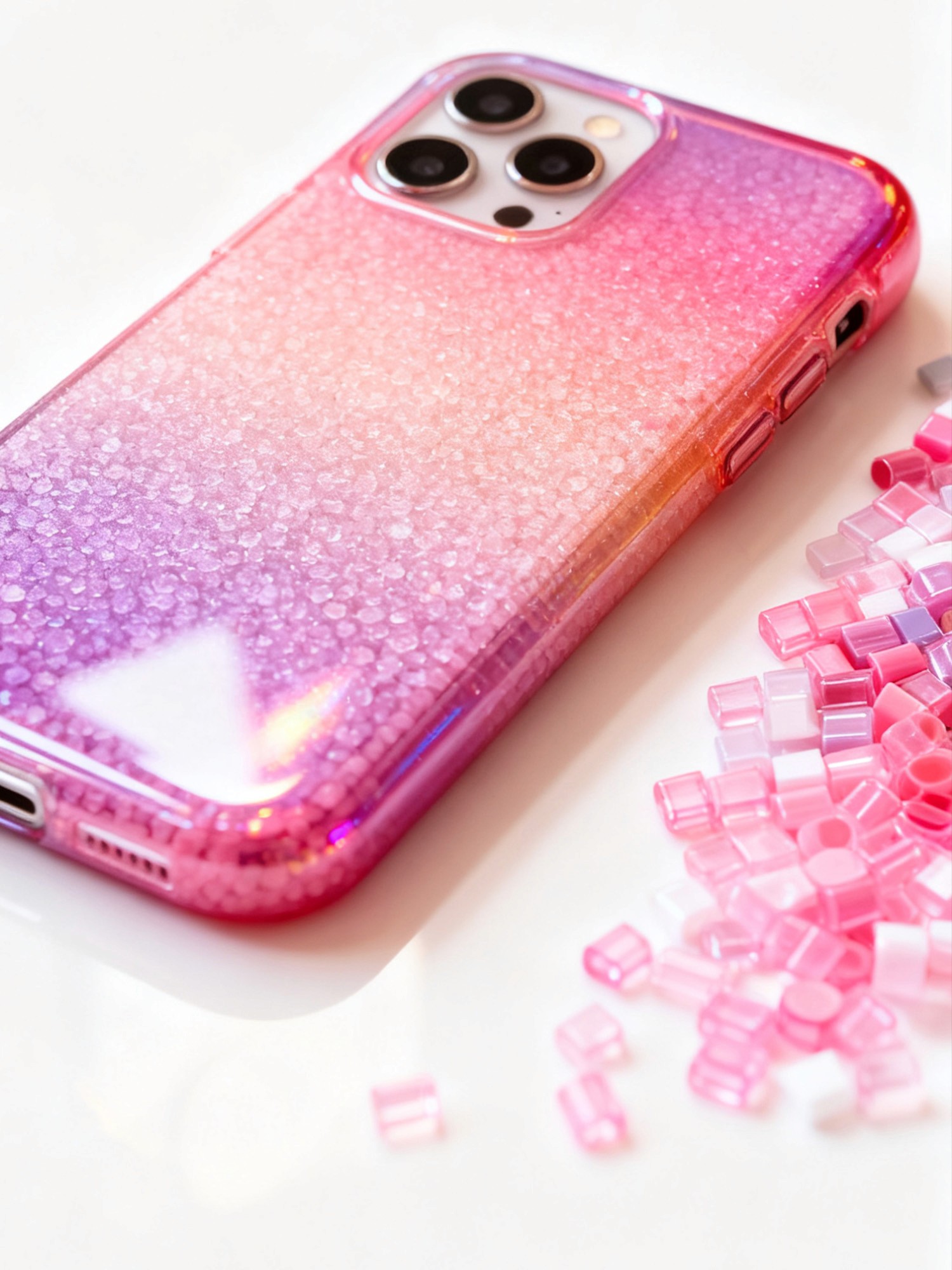A cell phone sitting on top of a wooden table next to a keyboard