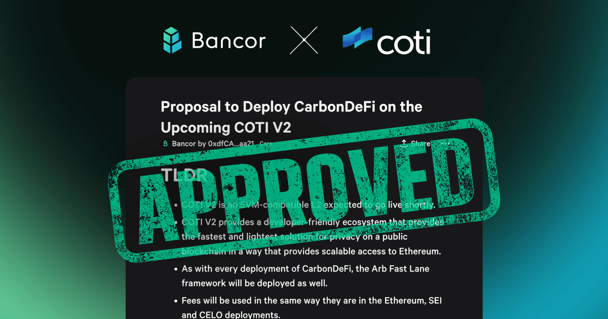 Carbon DeFi on COTI V2! Bancor, cryptocurrency, blockchain, DeFi, trading, arbitrage