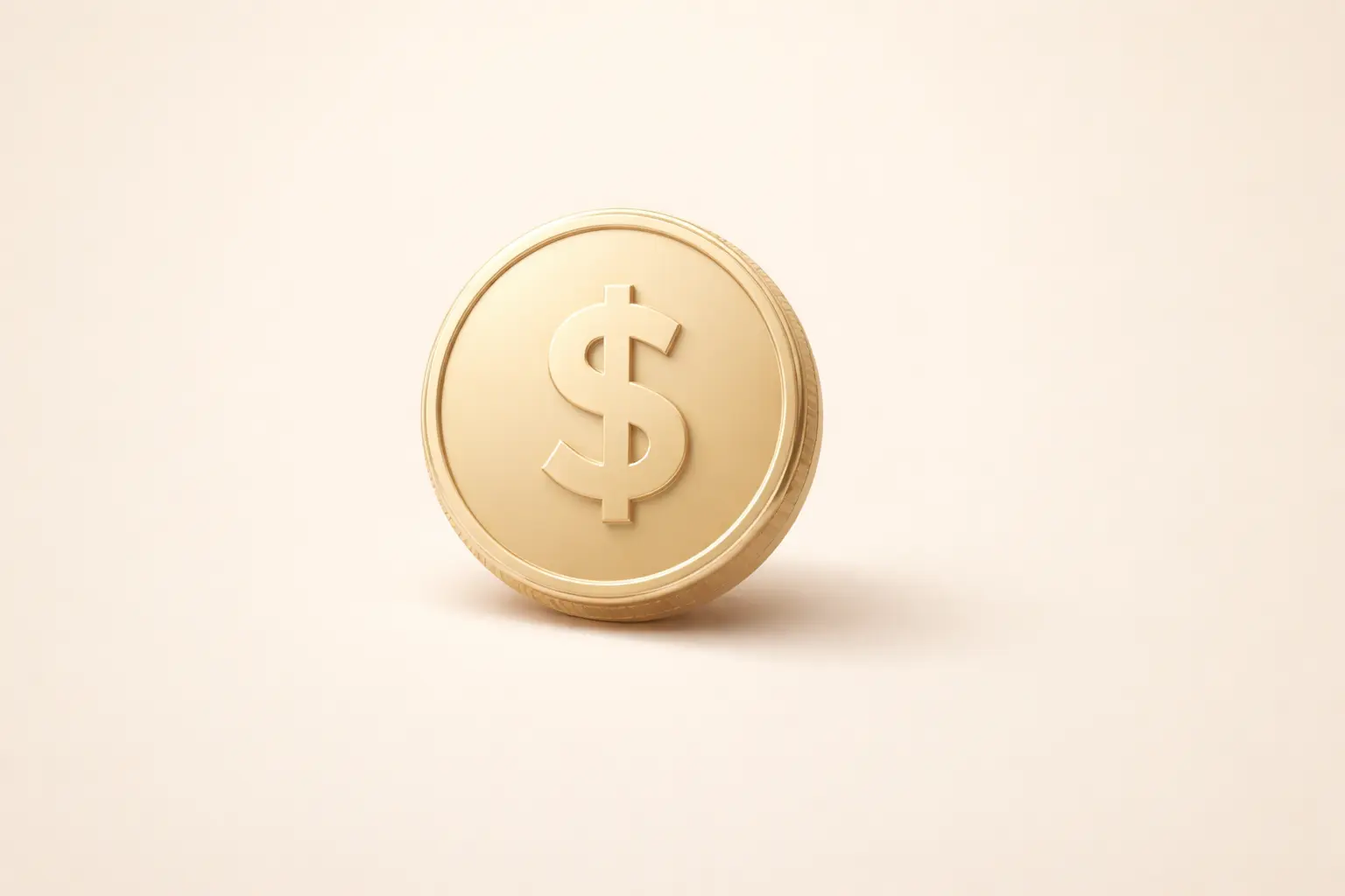 Neumorphic dollar coin on open cream canvas representing Lucidly's syUSD stablecoin vault and conservative yield for hedge funds