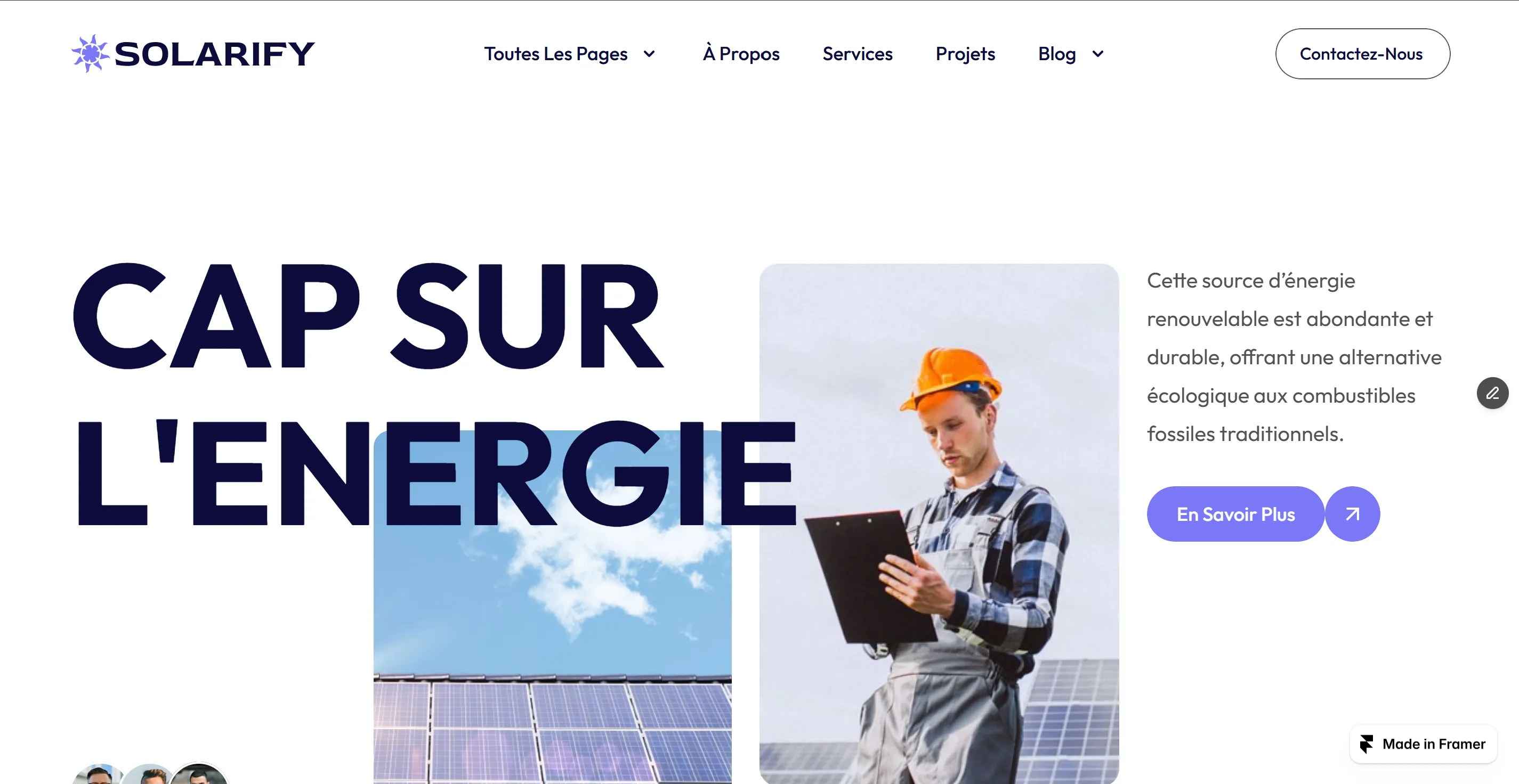 Site vitrine entreprise photovoltaïque avec informations et contact