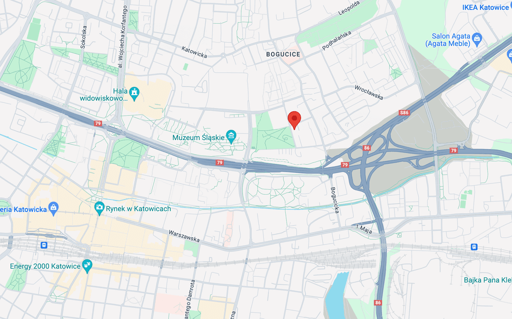 mapa Katowic z uwzględnieniem lokalizacji