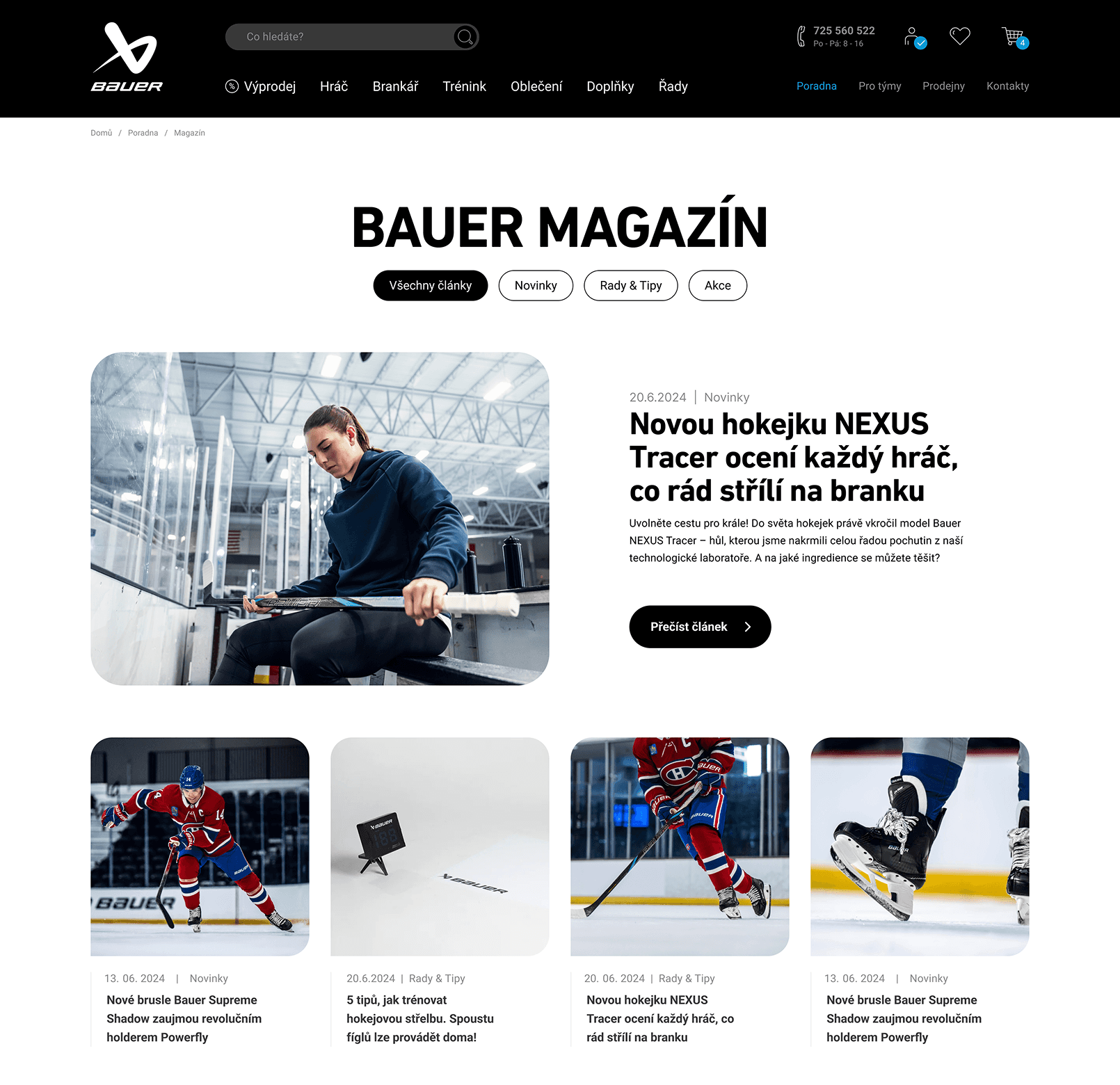 Screen of Bauer e-shop - blog