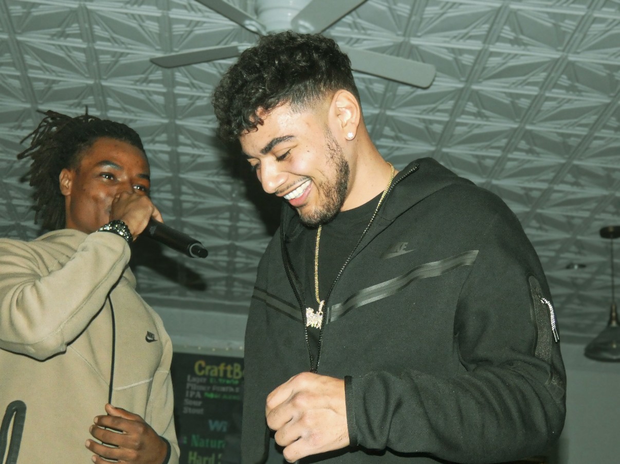 Surreal portrait of man with kaleidoscope effect and neon lighting