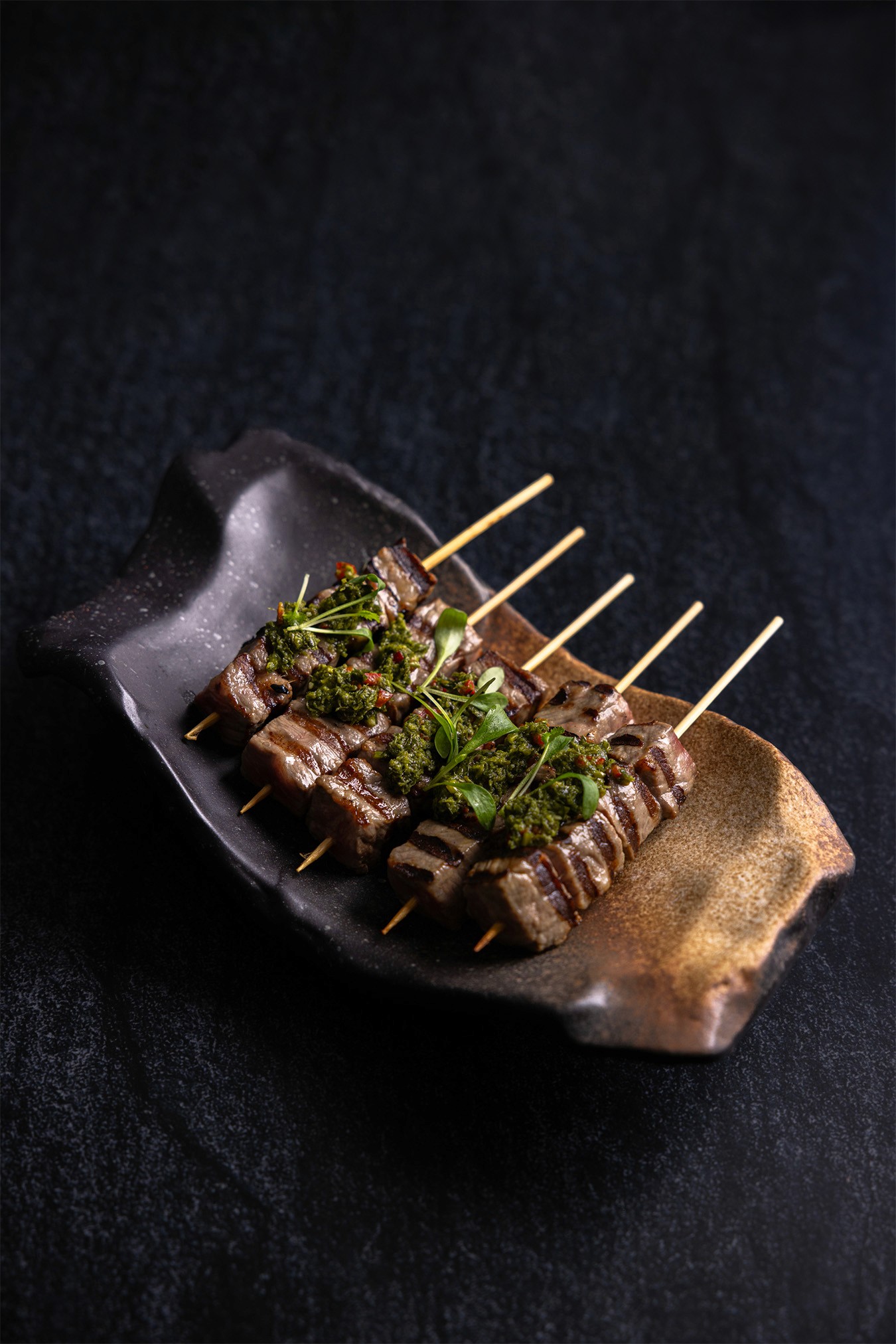 Black Angus Beef Skewer, Veracruz sauce & coriander salsa