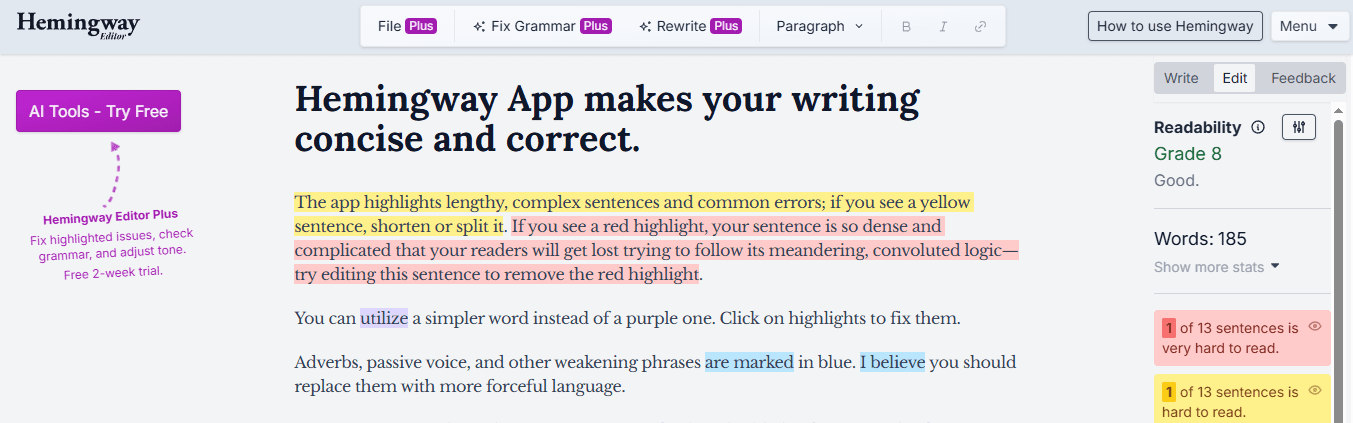 Hemingway App