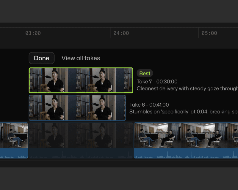 List of auto generated video timeline drafts