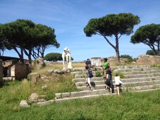 people seating on stairs