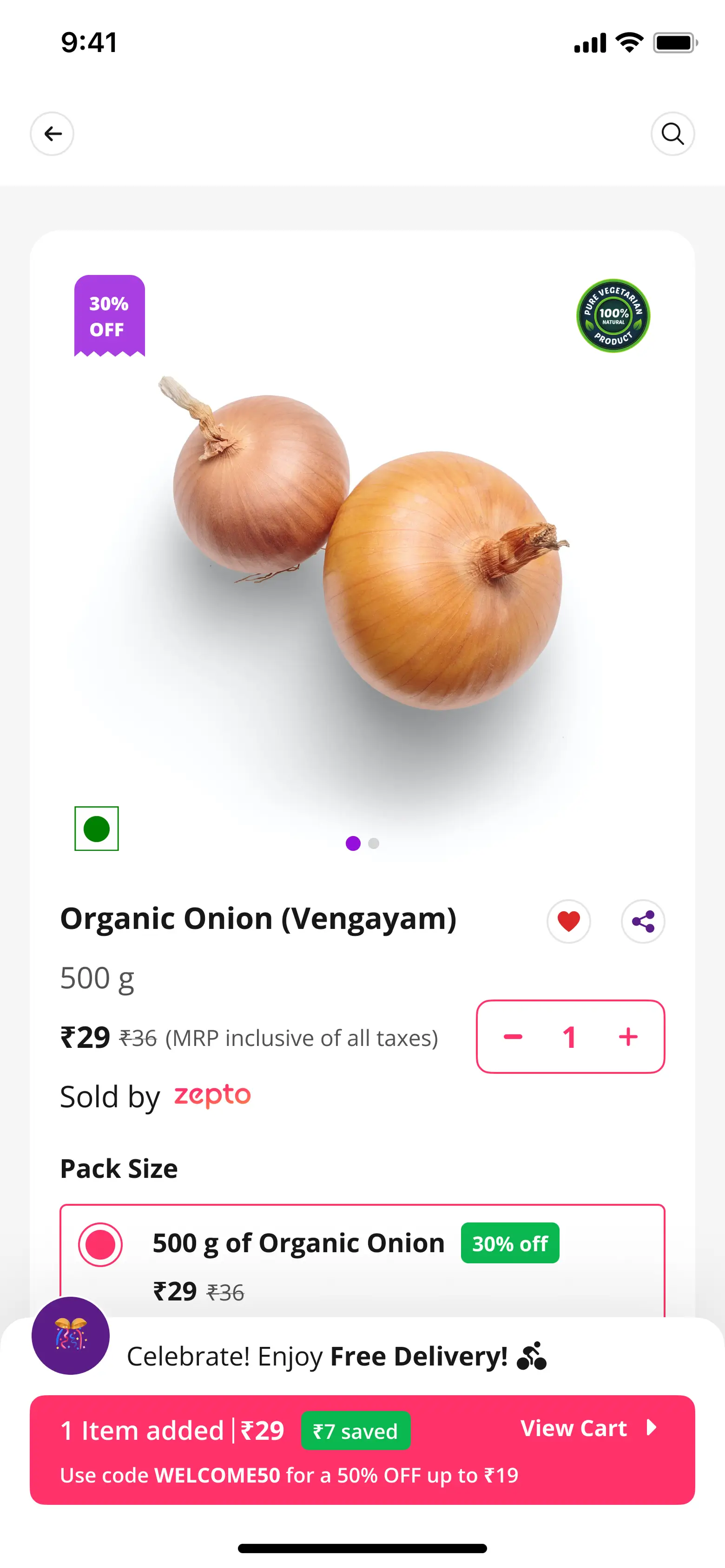 Zepto Product Screen