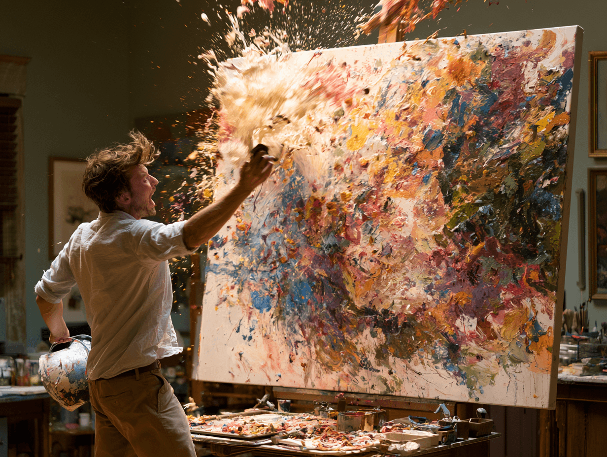 artist splashing colors on a canvas