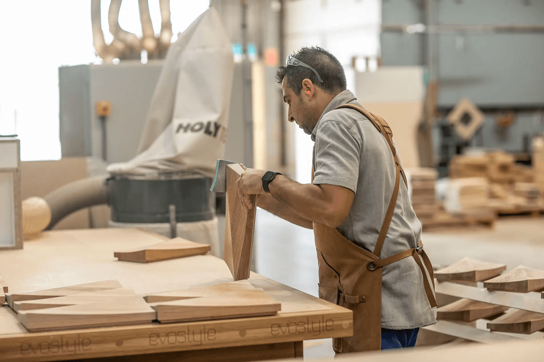 Each stick of timber was cut and laminated to match in a diamond formation