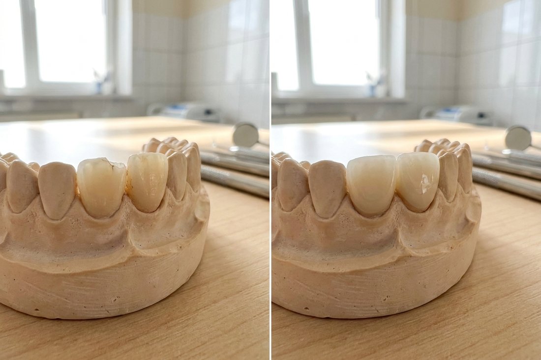 Chipped tooth repaired smooth with conservative dental bonding