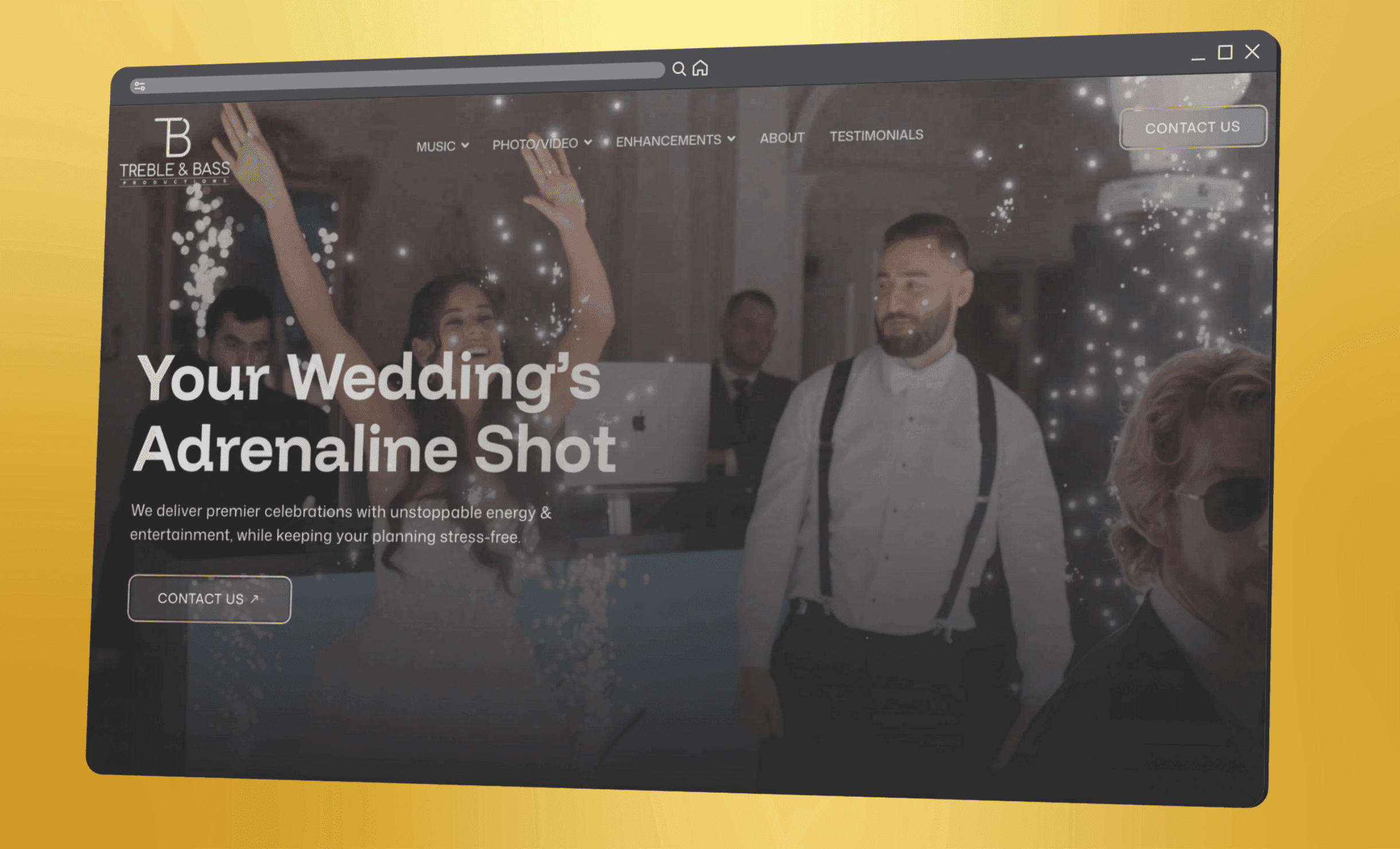 Luxury wedding entertainment website design for Treble & Bass by RJP.design — expert NYC web design agency specializing in website design and digital marketing for event and music brands.