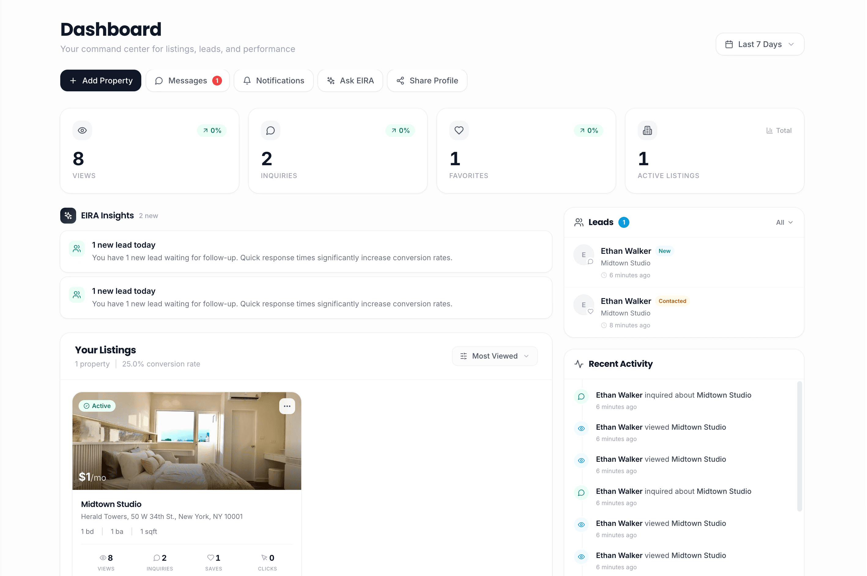 An image of Dreelio's dashboard