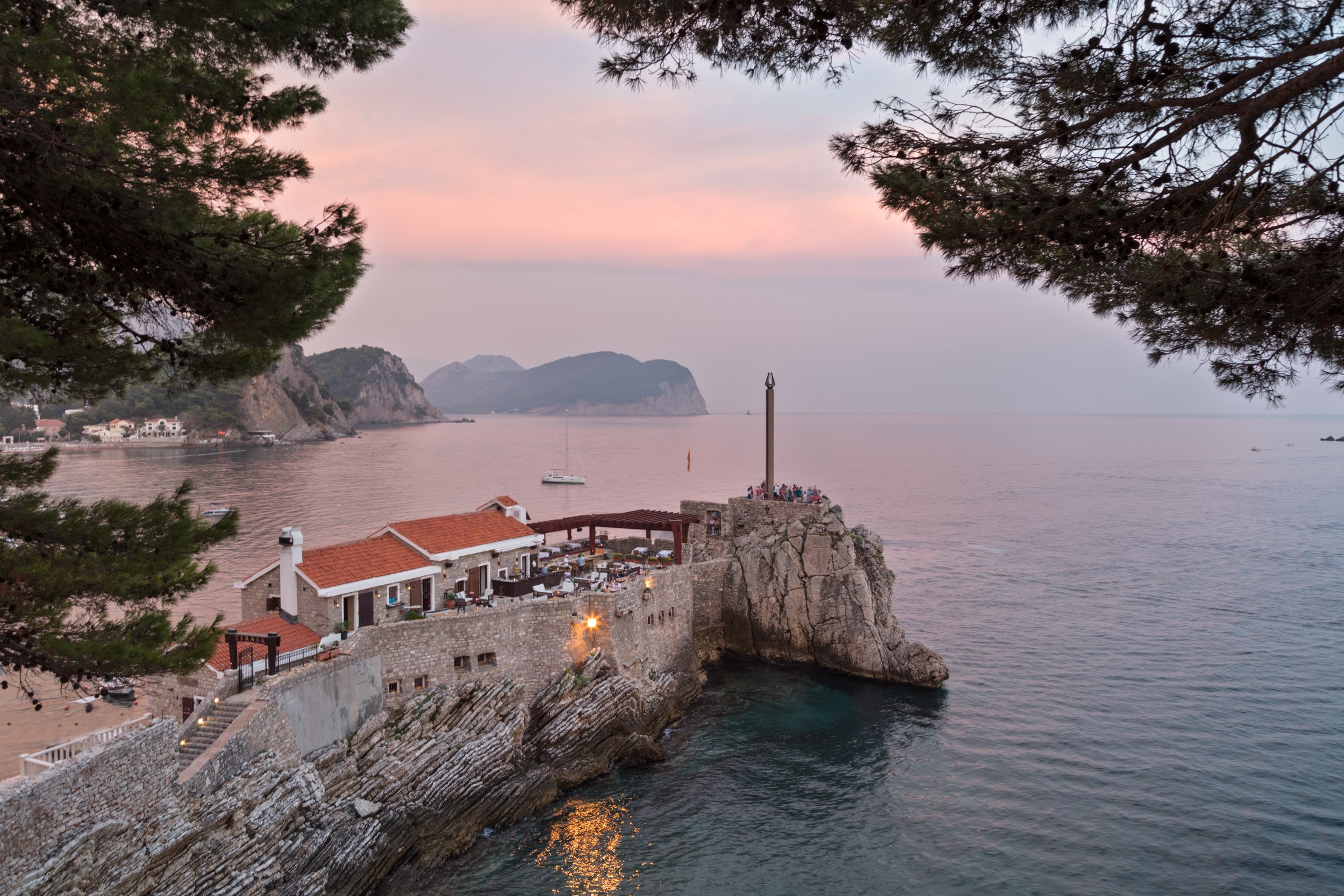 Serene woman with leaf shadows