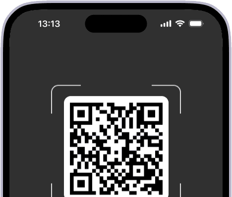 Eine veranschaulichung der App Oberfläche zum scannen eines QR-Codes.