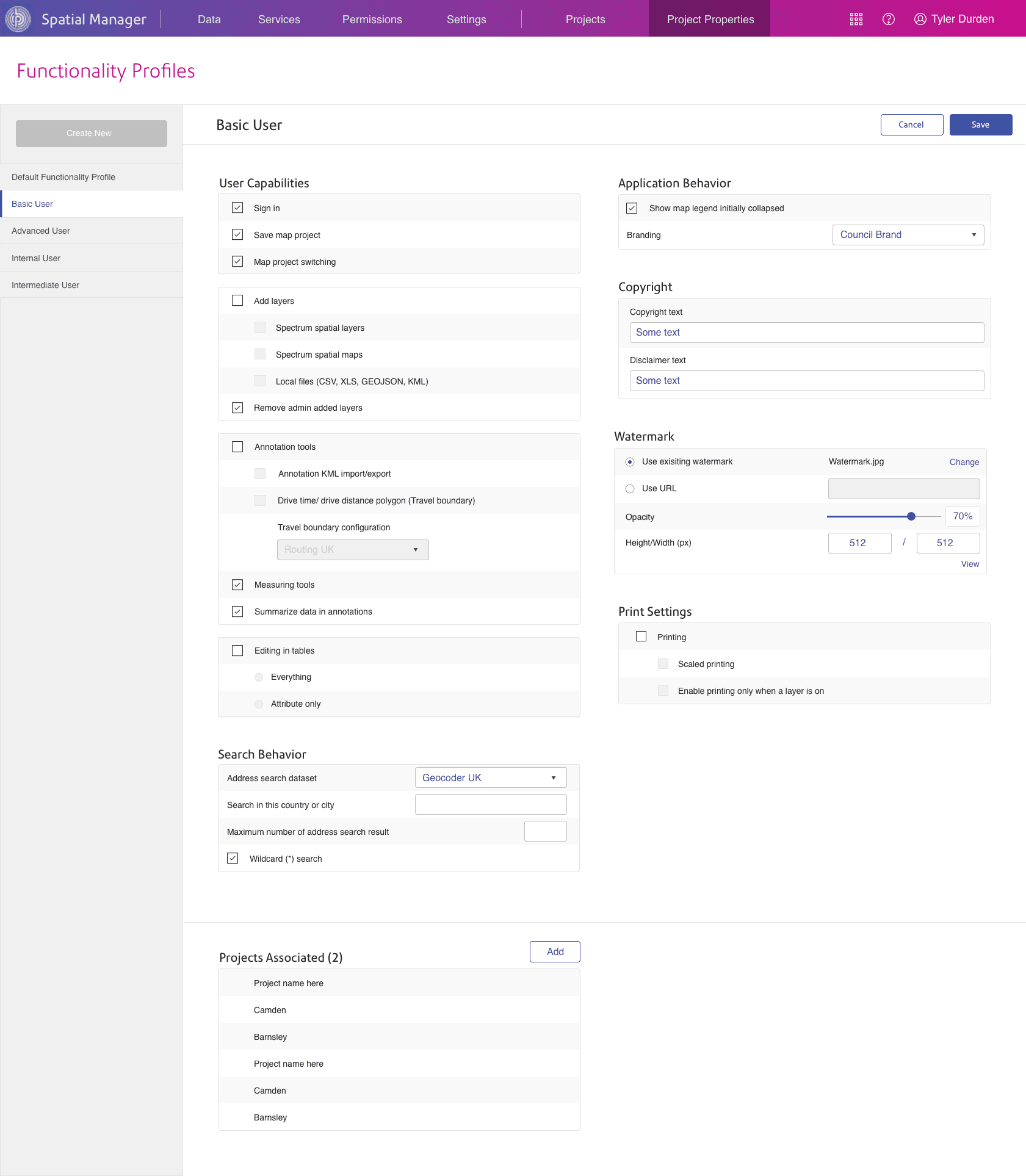 Edit Functionality Profile