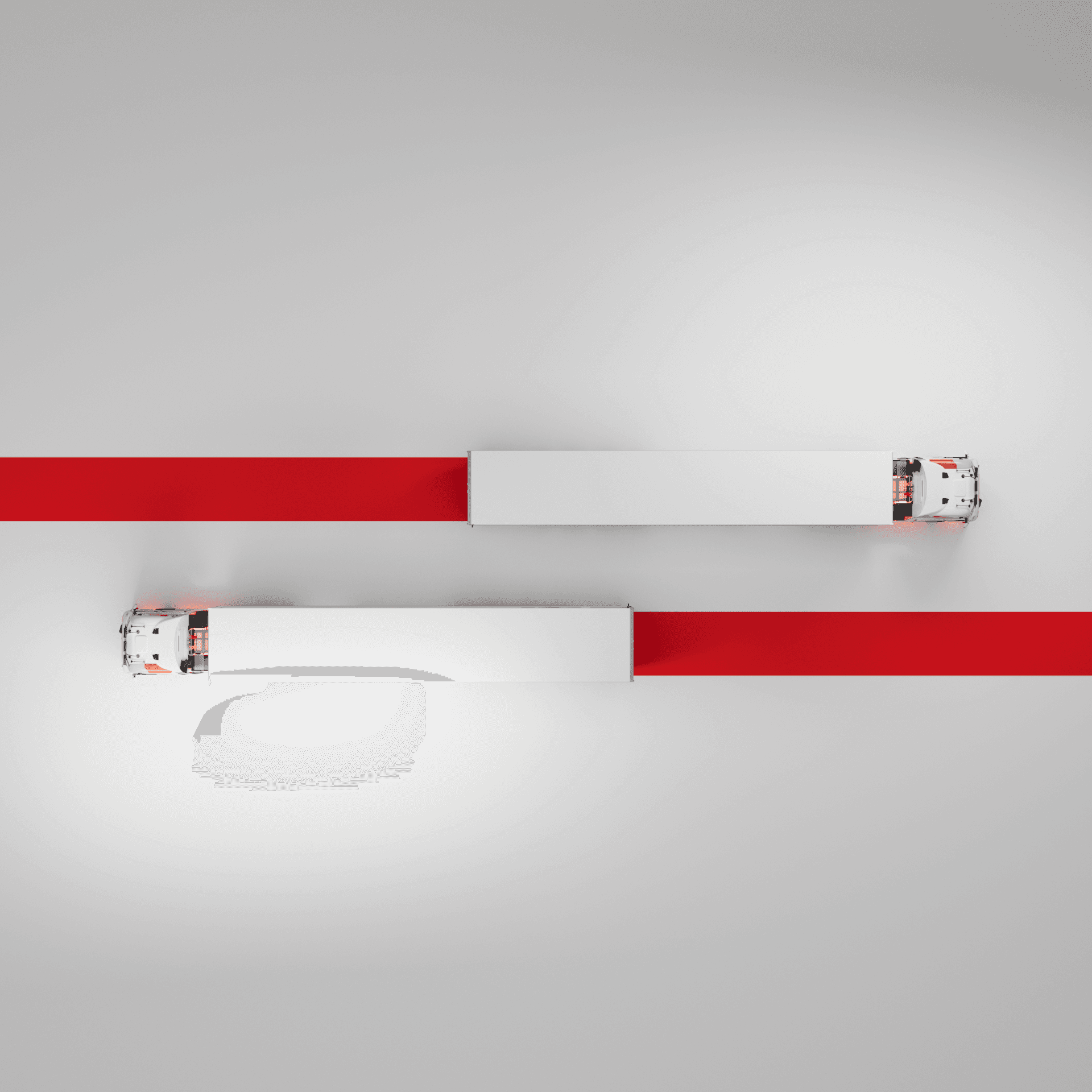 Two trucks passing each other