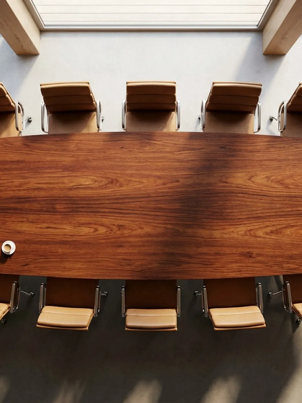 Conference table with chairs from above.