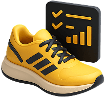 icone de tênis e planilha