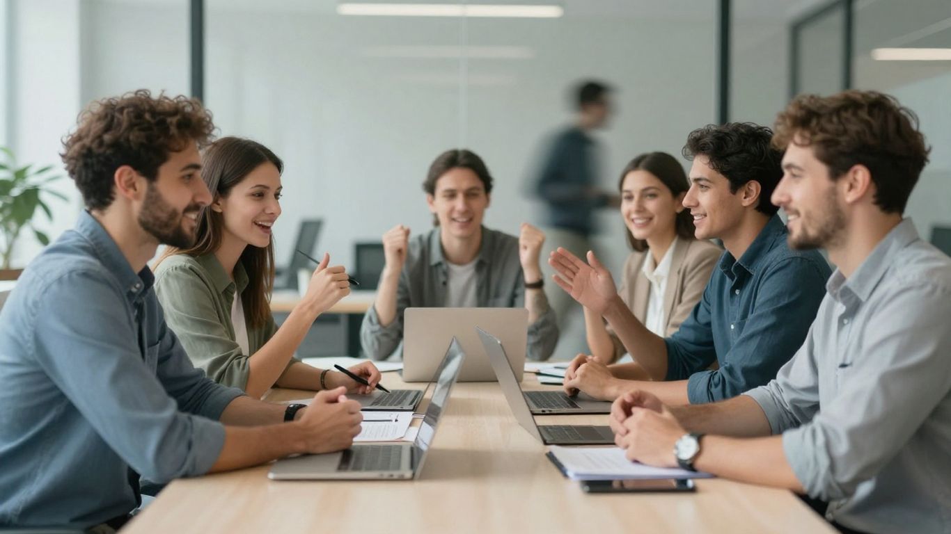 Team collaborating during post-acquisition integration