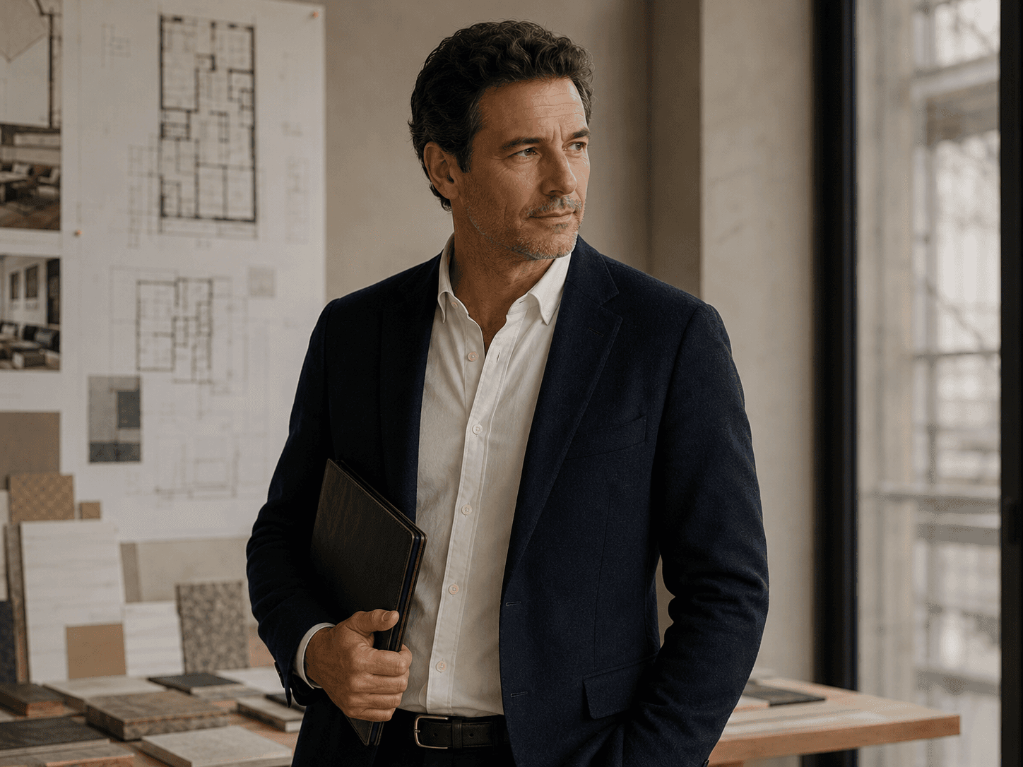 man wearing black suit