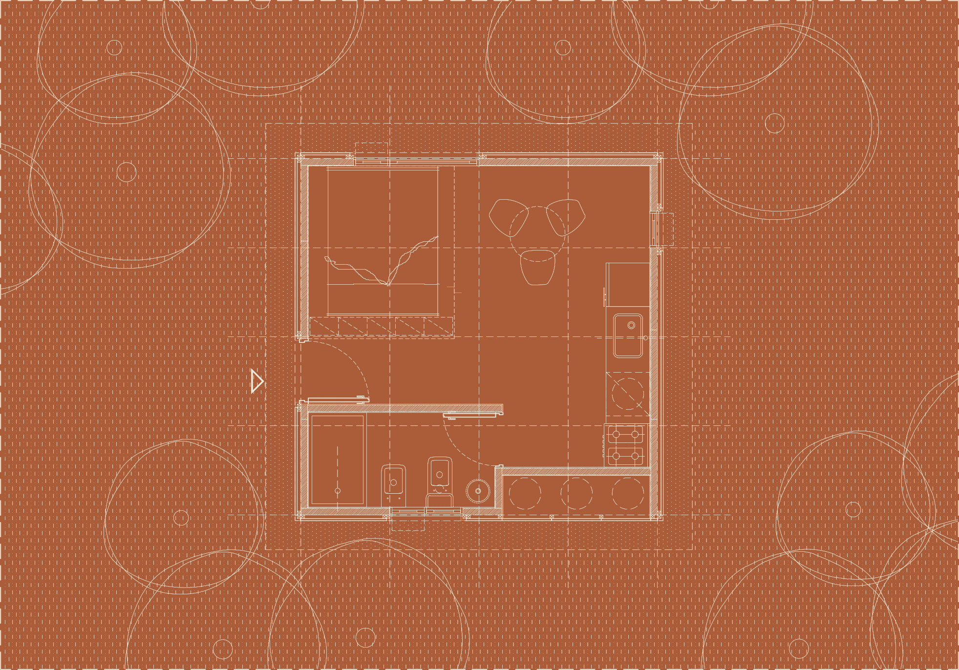 Creative workspace with large windows and a wall full of inspiration boards.