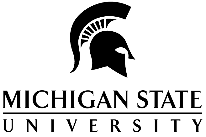 Logo of Michigan State University featuring a spartan helmet and the university name beneath it in bold.