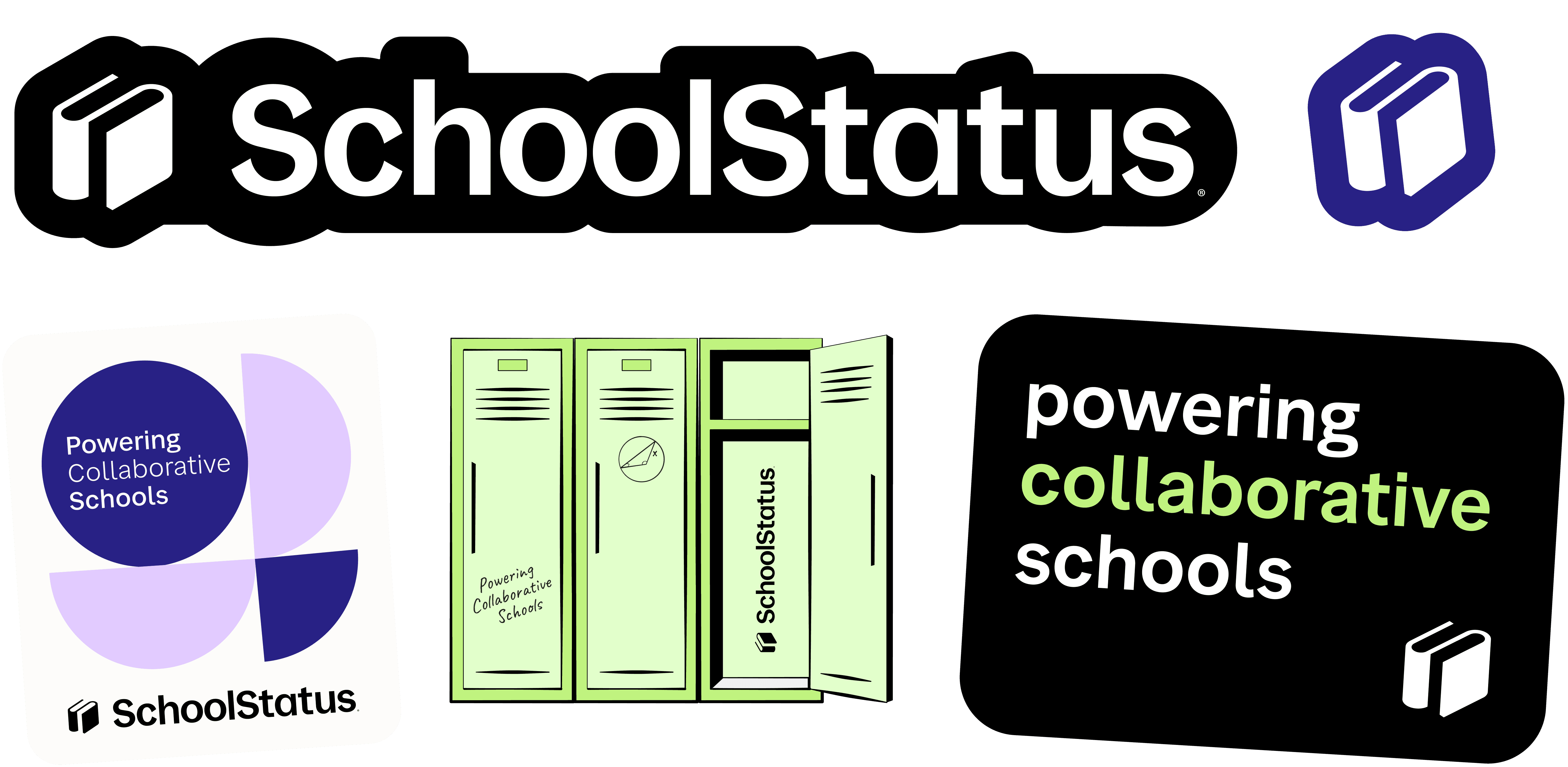 examples stick pack, new brand swag, with logo, tagline, shapes, and illustrations