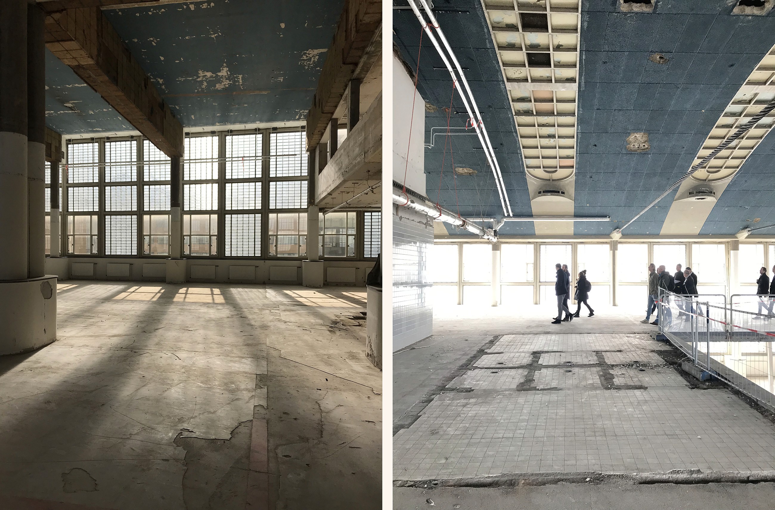Interior photo of the interior of the Stationspostgebouw during construction in 2019