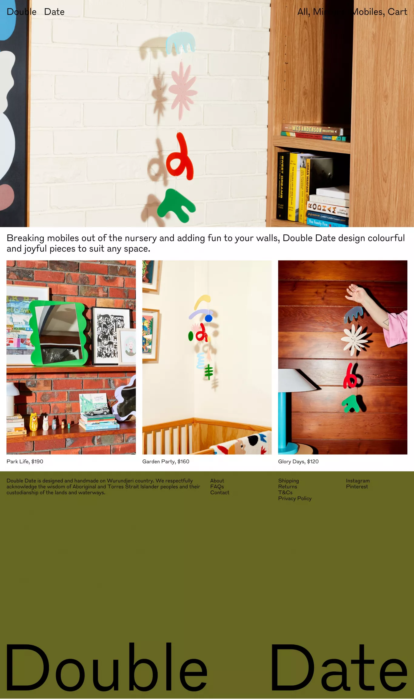 Double Date ecommerce page screenshot showcasing Design and Art design