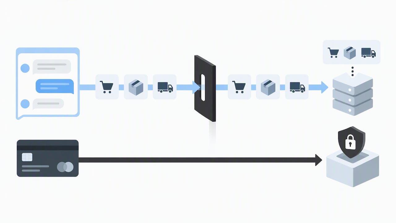 Chat and checkout data follow separate secure paths