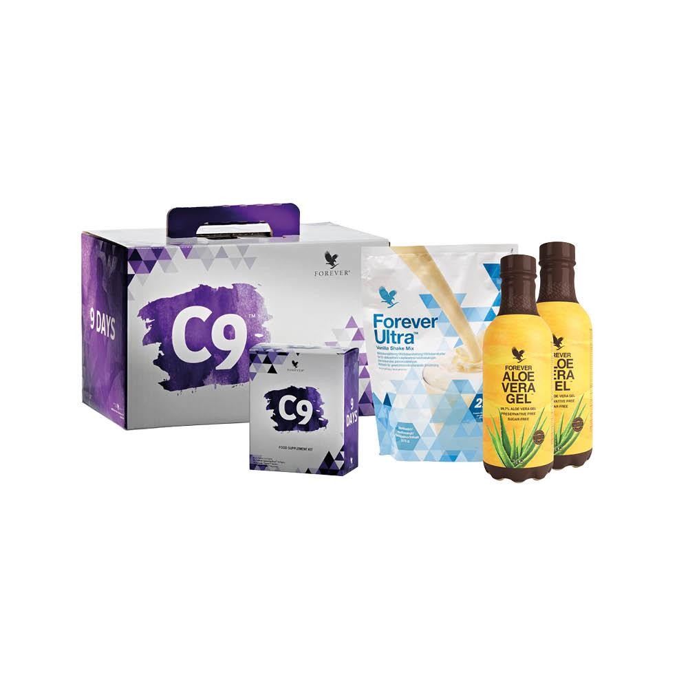 Forever C9 detox program paket s kutijom, aloe vera gel napicima i Forever Ultra shake mixom