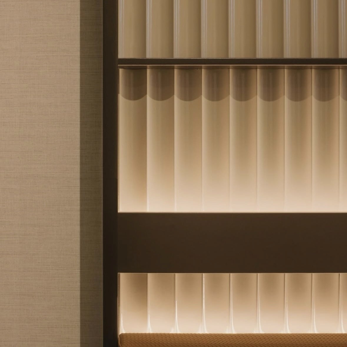 Close-up of refined layered window treatments