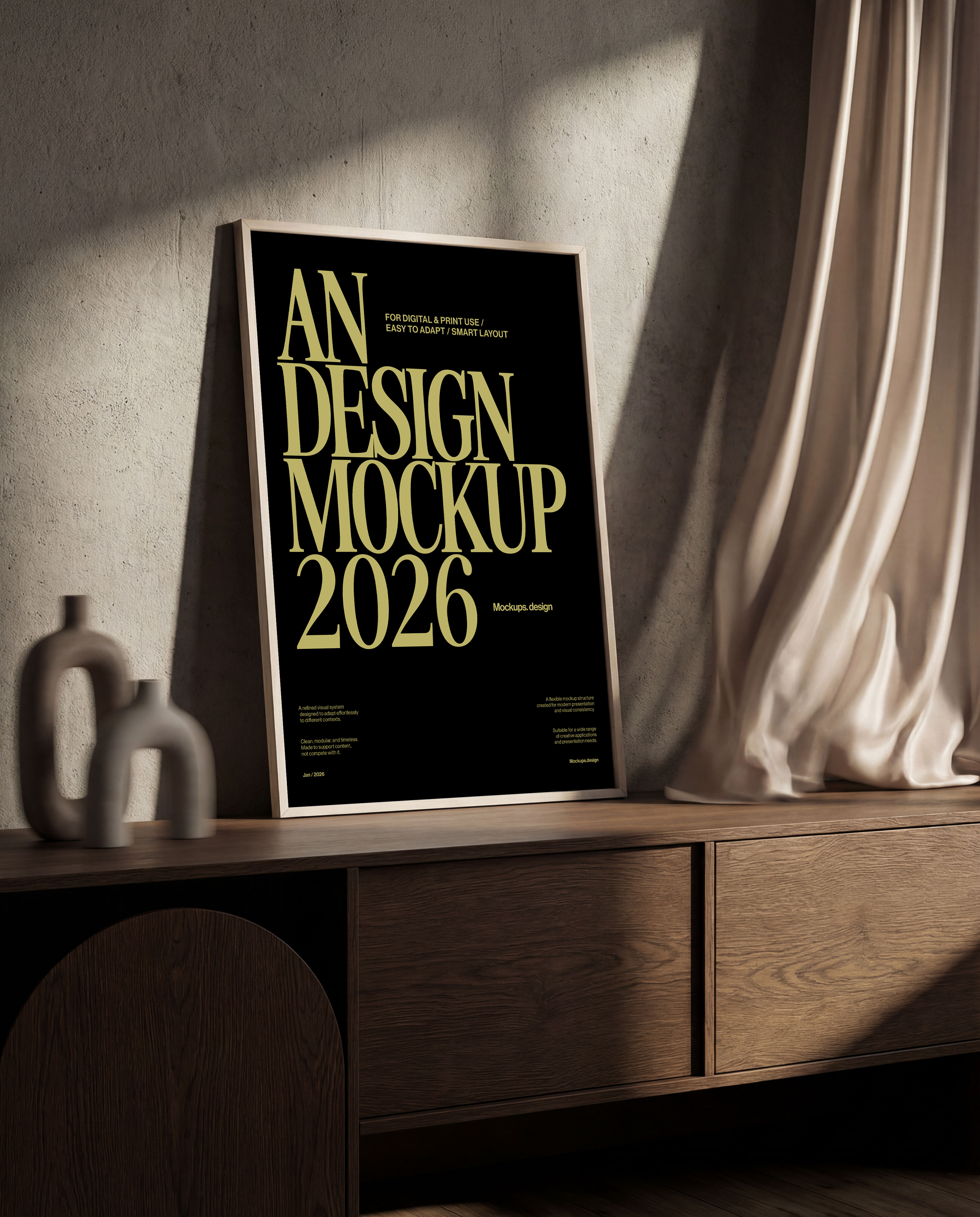 Poster mockup in office setting, professional presentation
