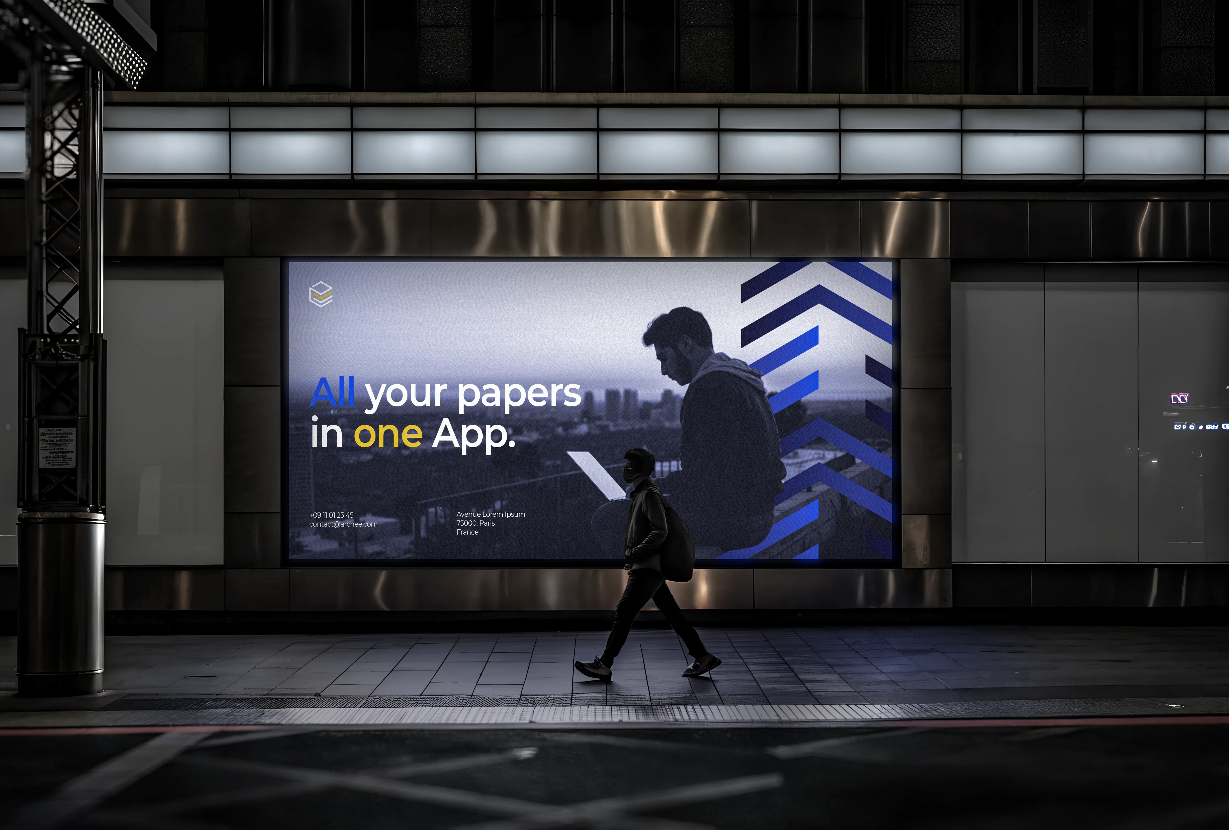 Modern black chair with clean lines and a minimalist design.