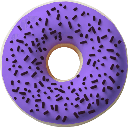 a 3D donut in purple color with sprinkles