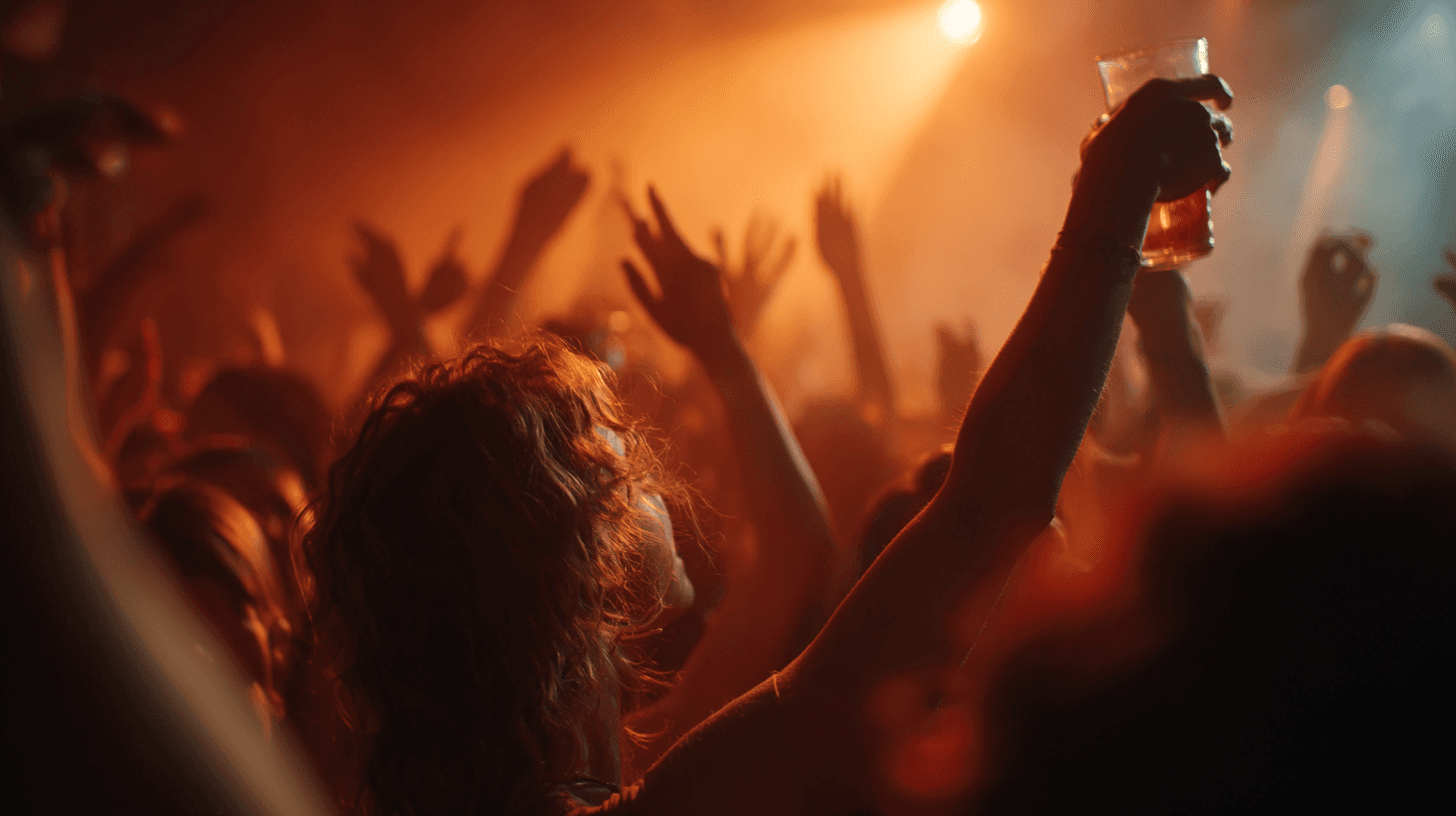 Orange party lights crowd