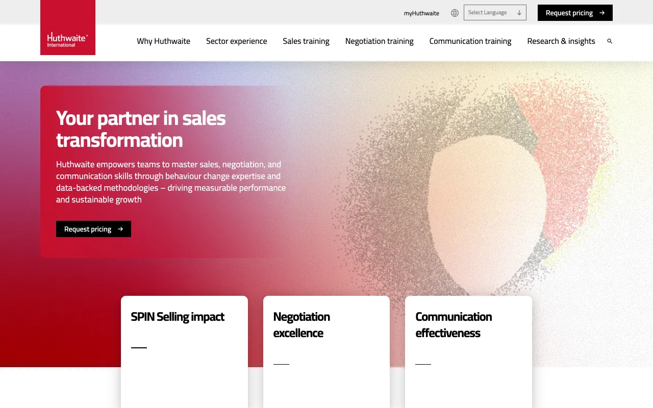 Huthwaite International homepage, SPIN Selling behavior-change sales training