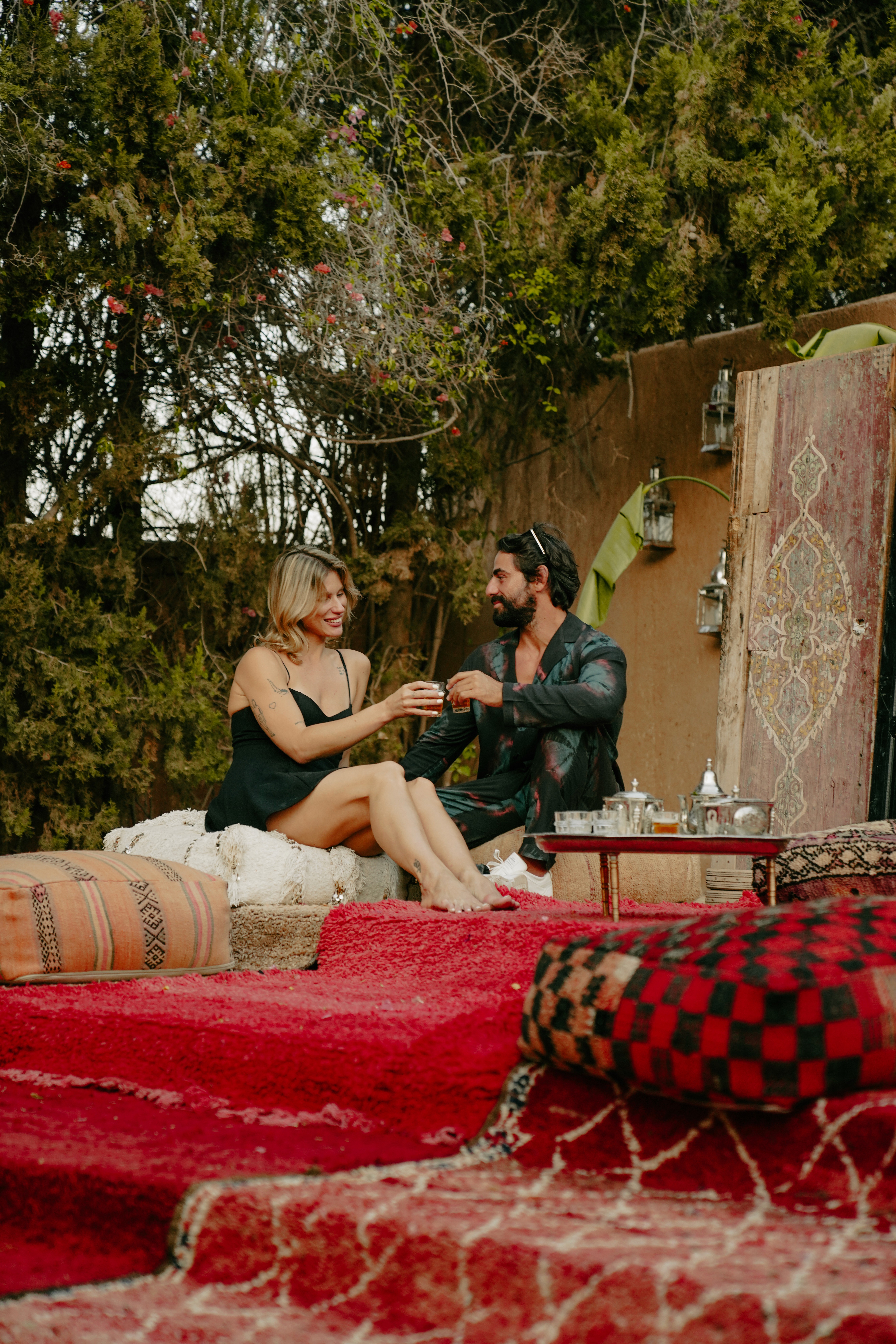 Woman standing on the balcony
