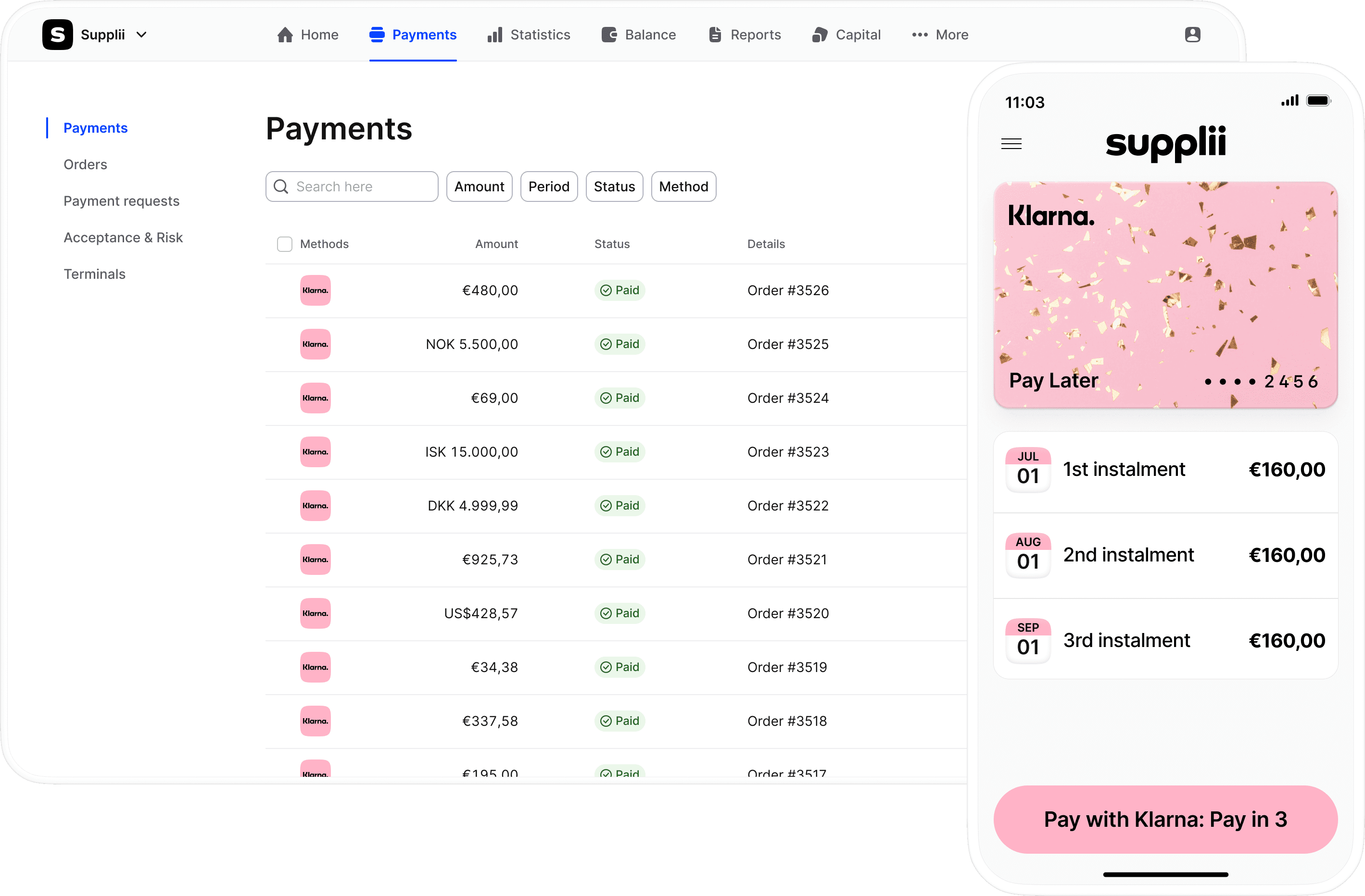 Accept Klarna Pay in 3 in your Mollie