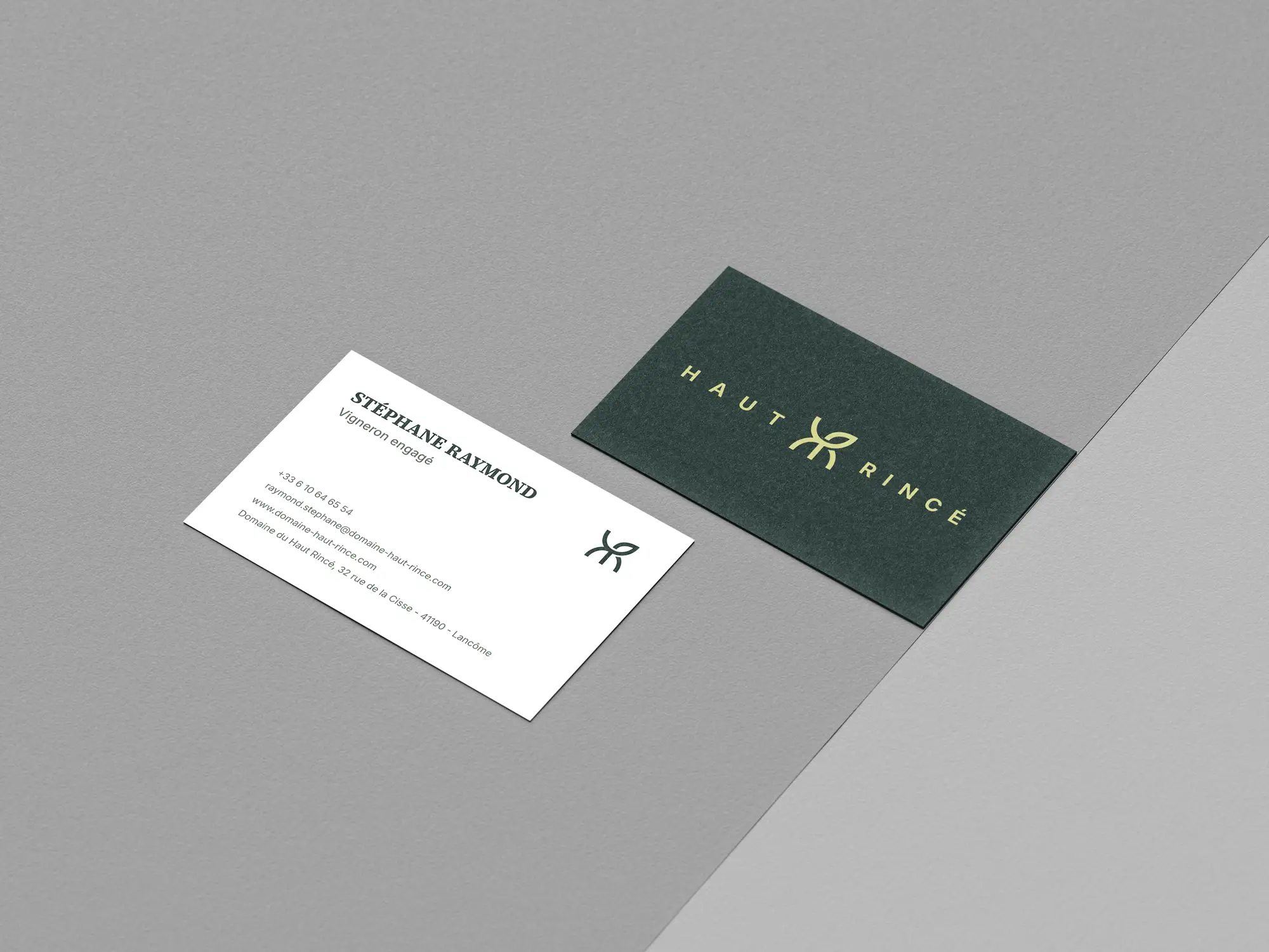Carte de visite recto et verso du domaine haut rincé