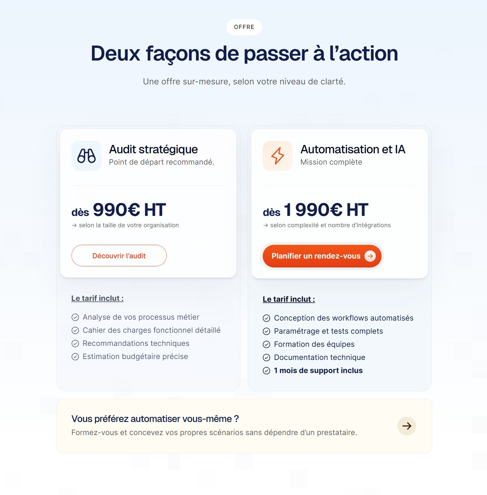 section pricing site hubicom